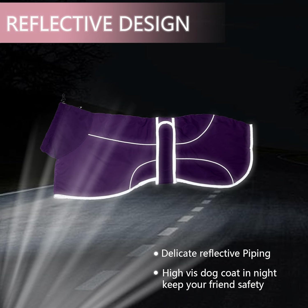 Geyecete-Wasserdicht Windhunde Mantel Fleece Whippet Pullover Winterjacke,Verstellbaren Reflektieren