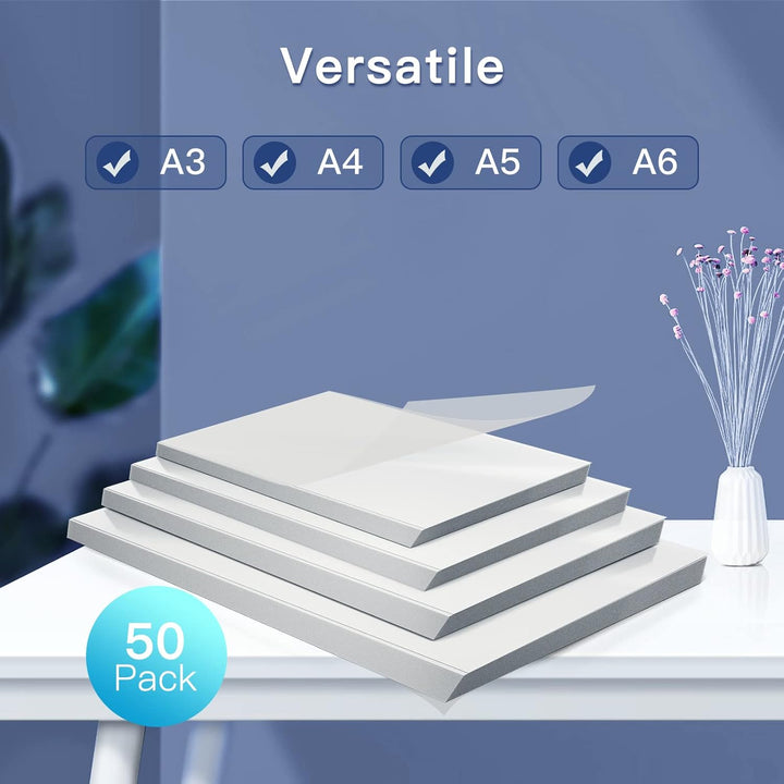 Thermo Laminierfolien Premium für Laminiergerät A3 A4 A5 A6 Heisslaminierfolien Transparent 50 Stück