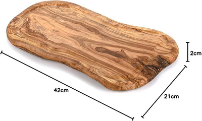 CRAFLAIR Schneidebrett Olivenholz mit Saftrand~ Servierbrett (39-45 cm) 42L x 2B cm, 42L x 2B cm