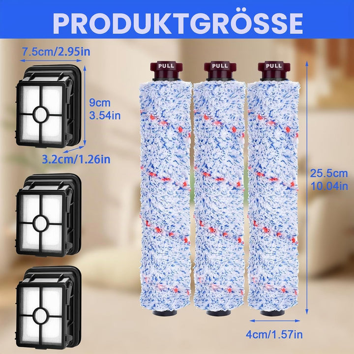 Zubehör für Bissell CrossWave, Ersatzteile für Bissell mit 3 Bürstenrollen, 3 Ersatz Filter und 1 Re