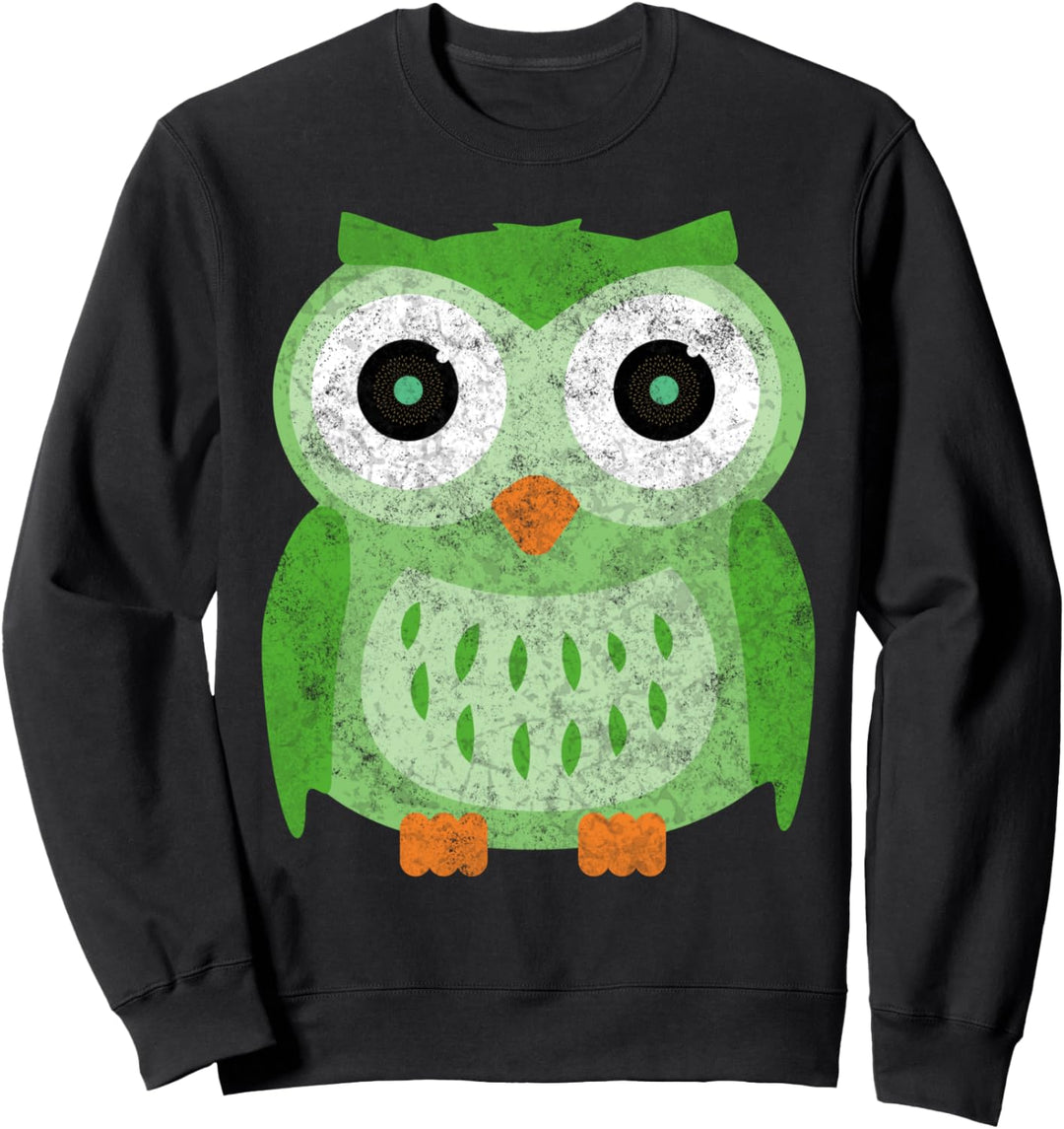 Grosse grüne Eule für jeden Eulen-Fan – Vintage Eulen Sweatshirt