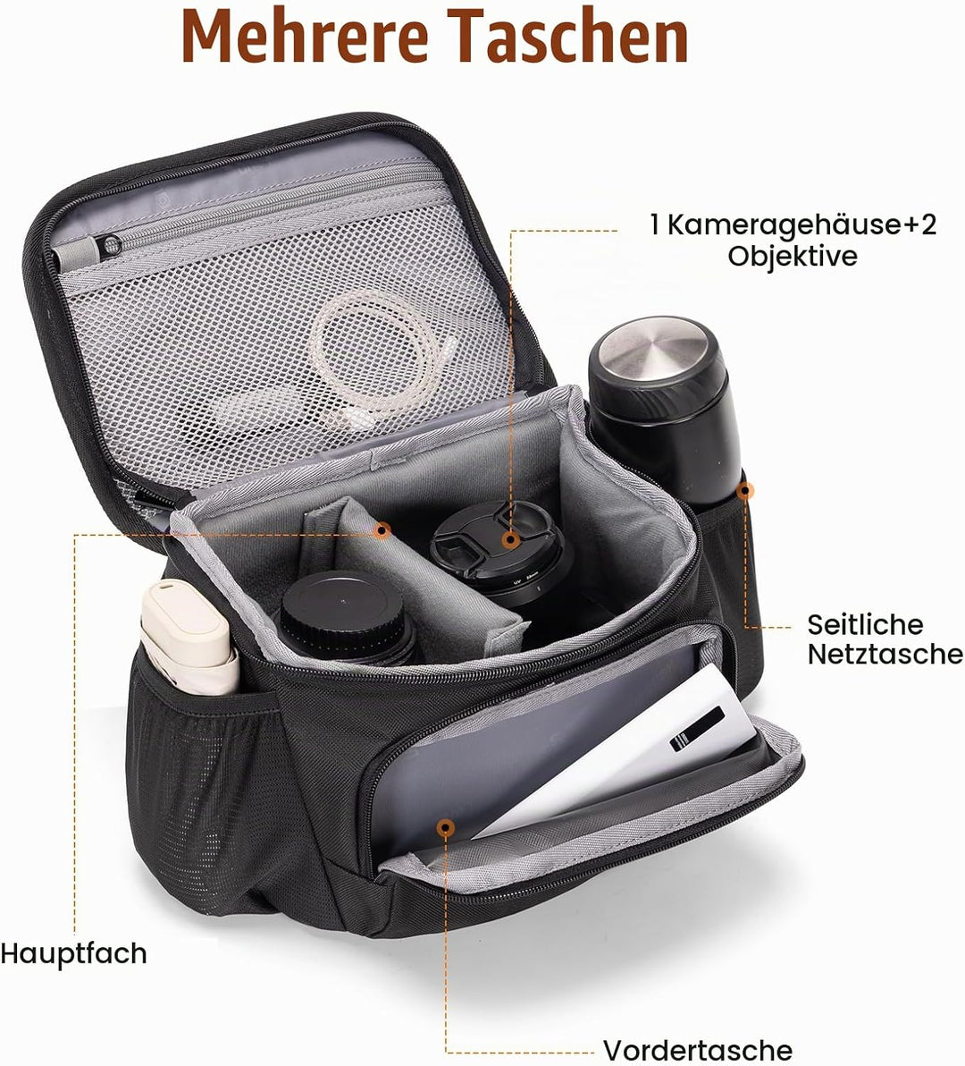 Cwatcun Kameratasche Spiegelreflex Kamera Tasche, wasserdichte Fototasche für Spiegelreflexkameras f