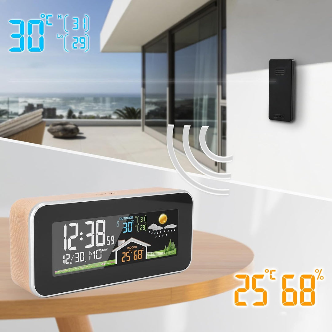 Wettervorhersage-Wecker, Wettervorhersage-Uhr, LCD-Farbdisplay, Kabelloser Digitaler Wetterwecker mi