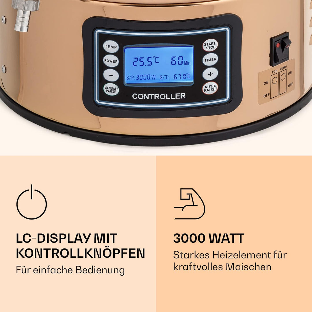 Klarstein Bierbrauset zum Selber Brauen, Edelstahl , 50L Bierbrauanlage, XXL Maischekessel Brewing K