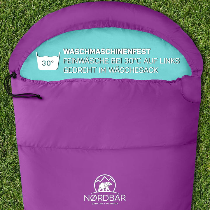 NORDBÄR® Kinderschlafsack für Jungs & Mädchen bis 145 cm Körpergrösse | Innenfutter aus 100% Baumwol