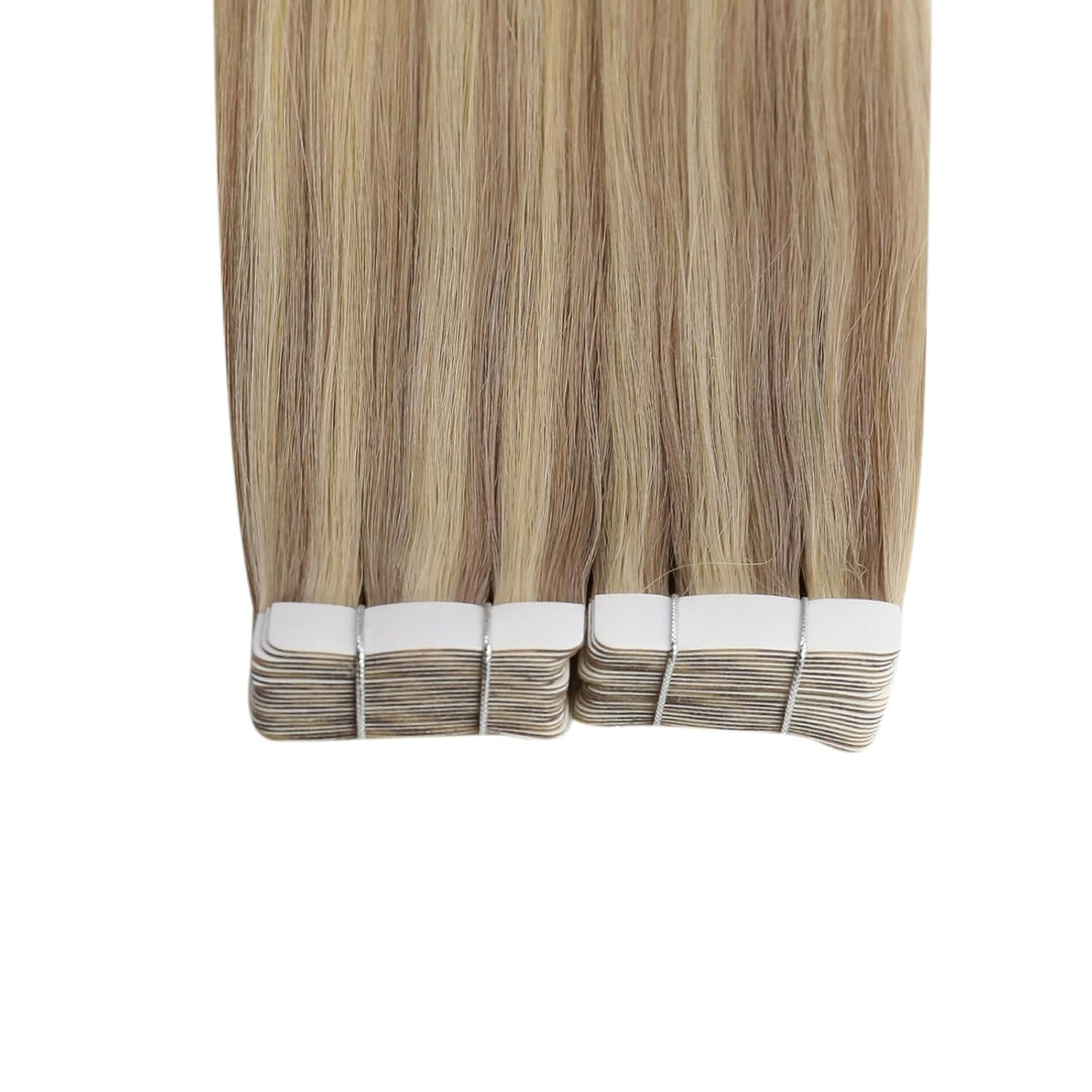Ugeat Extensions Echthaar Tape 45 cm Blond Haarverlängerung Invisible Tape Extensions Echthaar Glatt