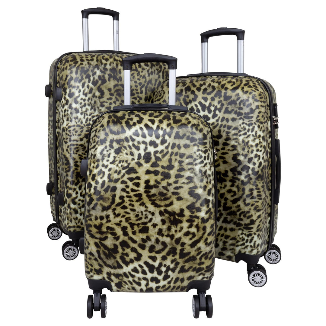 Trendyshop365 Hartschalen Koffer-Set 3-teilig Leoparden-Fell Tierdruck Kofferset 3-teilig Leopardenf