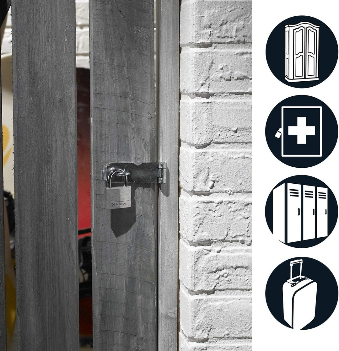 Master Lock 9140EURQNOP 4-er Set Vohängeschloss mit Schlüssel aus Aluminium, Grau, 4 x 5,9 x 1,3 cm