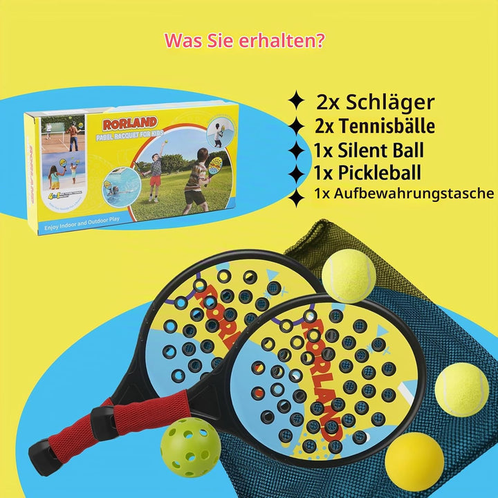 Kinder Padel Schläger Set, Leichte Padelschläger für Einsteiger Jungen Mädchen ab 6 Jahre, Ballspiel