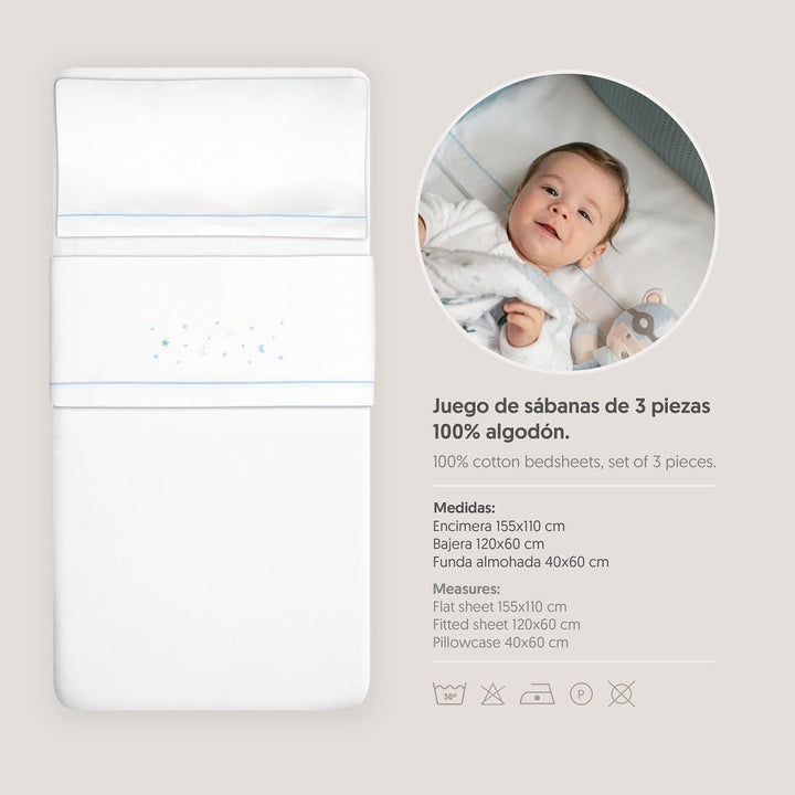 Interbaby Bettwäsche-Set für Kinderbett, 60 x 120 cm, 100% Baumwolle, warm, weich, inklusive Spannbe
