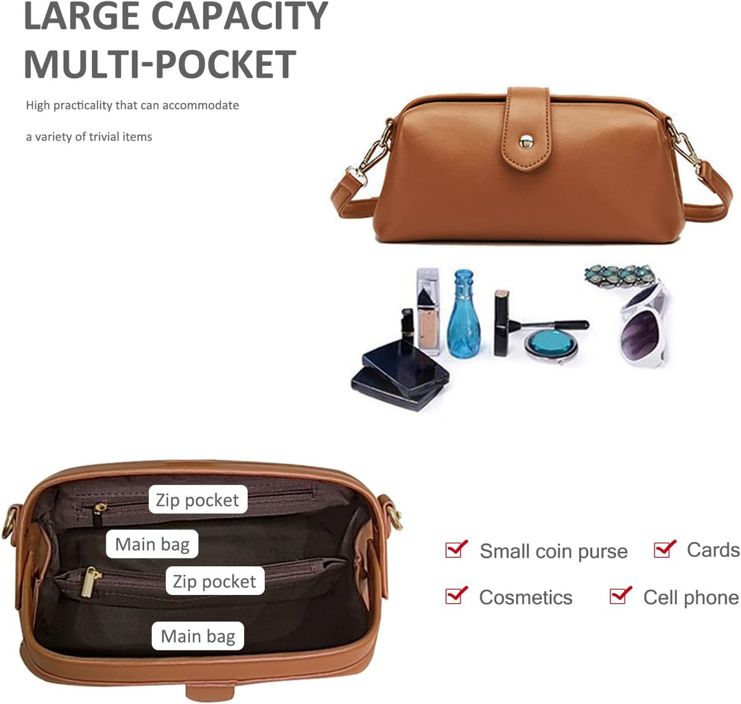 NICOLE &amp; DORIS Klein Umhängetasche Schultertasche Damen Crossbody Tasche Leichte Kuriertasche PU Led