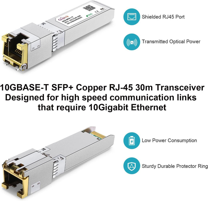 10GBASE-T SFP+ auf RJ45 Transceiver, 1.25G/2.5G/5G/10G Kupfer SFP+ Mini-GBIC Modul für Cisco SFP-10G