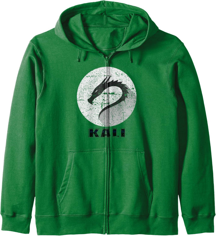 Kali Linux Tee, zerkratzter Slogan, Drachenlogo, Open Source Os Kapuzenjacke