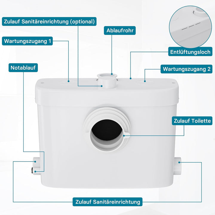 XPOtool 3/1 Hebeanlage mit Frontanschluss, 450W Förderhöhe 7,5m, für Schmutzwasser & Fäkalien
