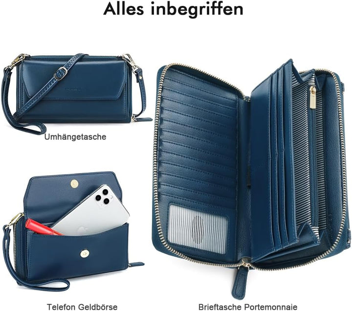 nuoku Geldbörse Damen mit RFID, Kleine Portemonnaie Damen mit Kreditkarten Etuis, Handytasche zum Um