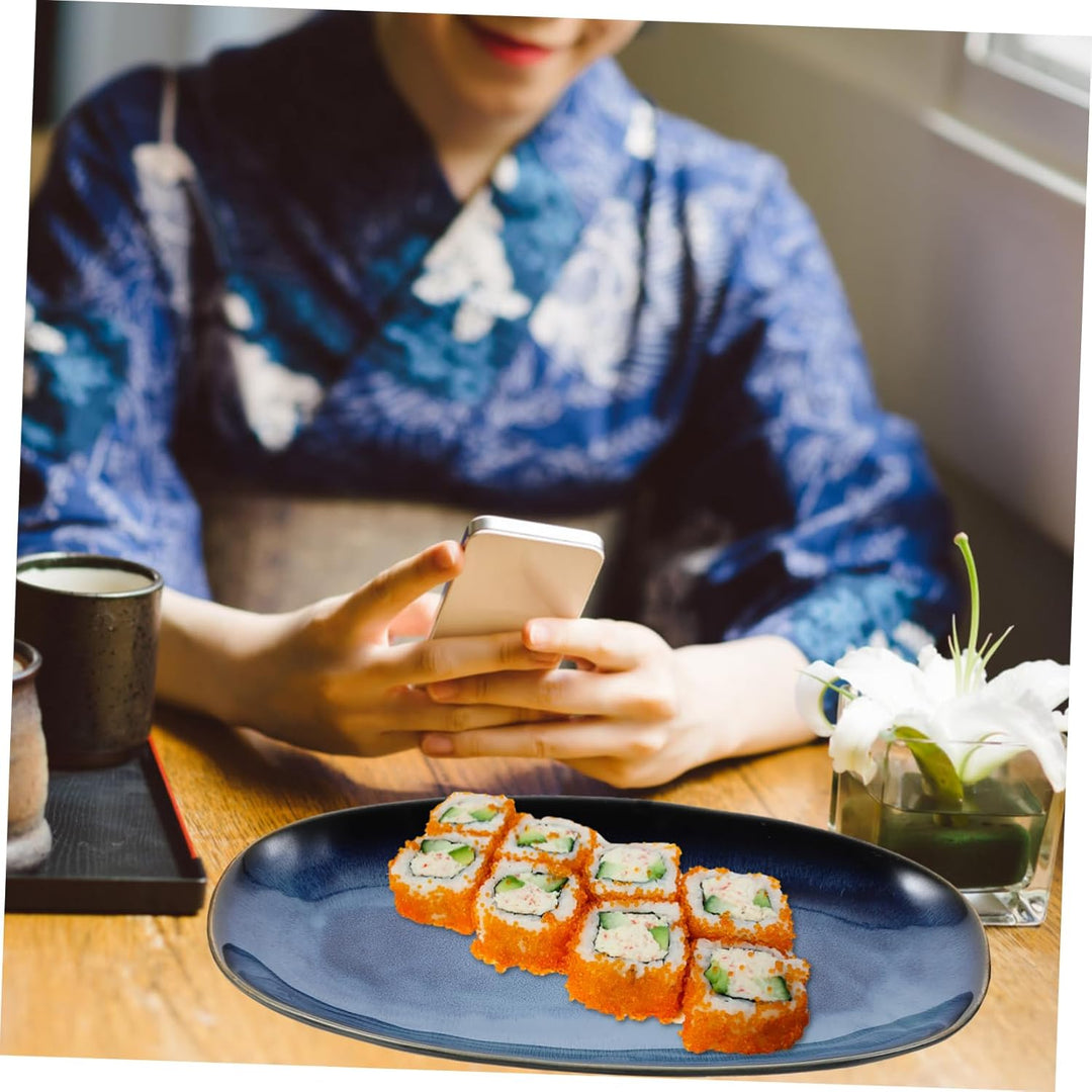 DOITOOL Keramik Tablett Gericht Sushi Platte Oval Keramik Schmuckstück Tablett Porzellan Schmuck Rin