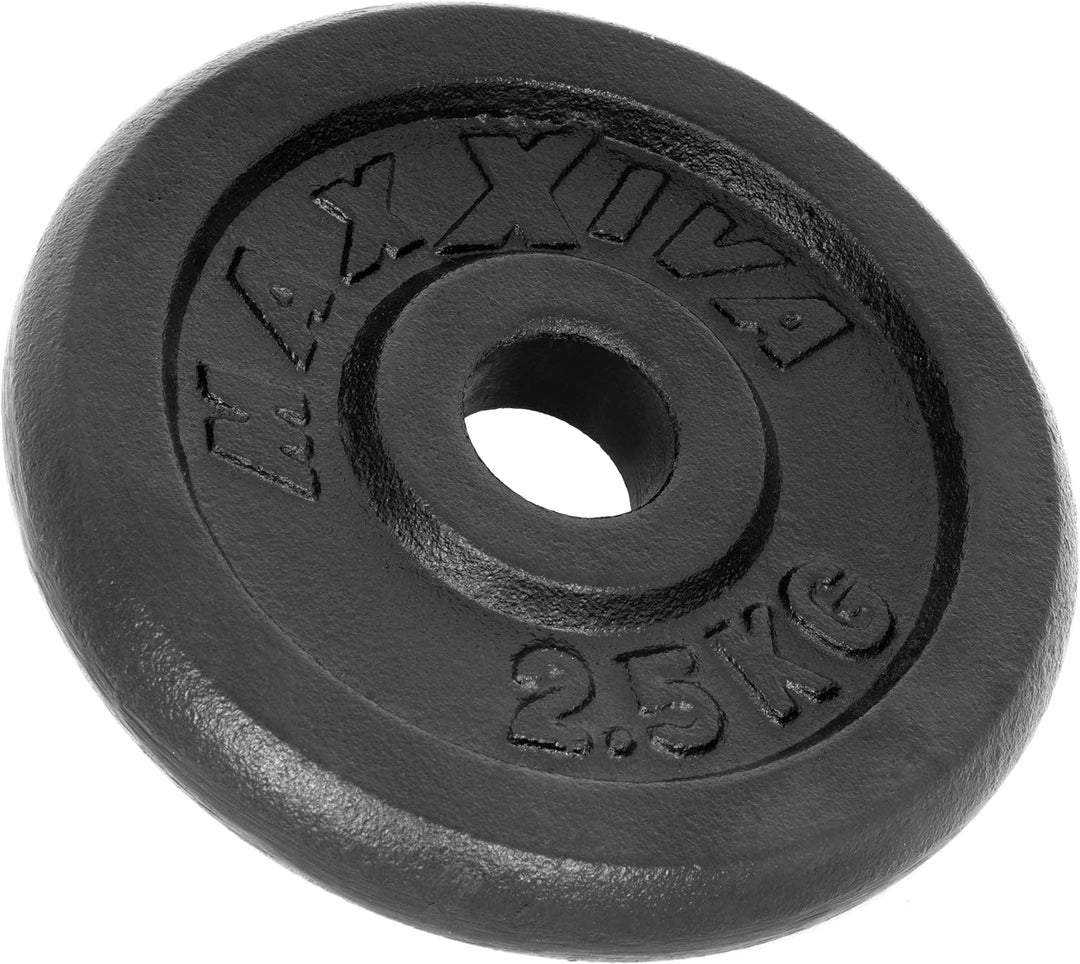 MAXXIVA Hantelscheiben 8er Set Gewichtsplatte je 2,5 kg Gusseisen schwarz 20 kg Fitness Krafttrainin