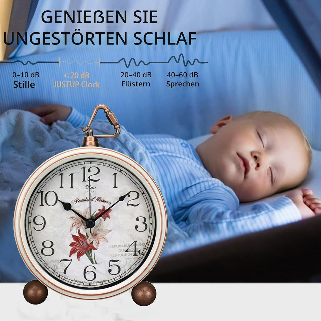 Maxspace Wecker Analog Ohne Ticken,Retro Wecker Batteriebetriebe Laut für Tiefschläfer,Wecker Ohne S