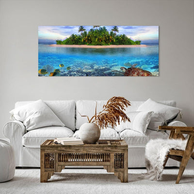 Wandbilder Dekoration Wohnzimmer Strand lagune wasser ozean Panorama Bilder auf Leinwand 120x50cm Le