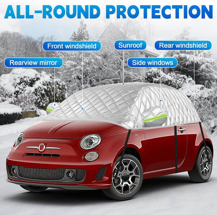 Hagelsichere Autoabdeckung Winter Passend für FIAT 500 2007-2025, Auto Halbgarage Abdeckplane Wasser