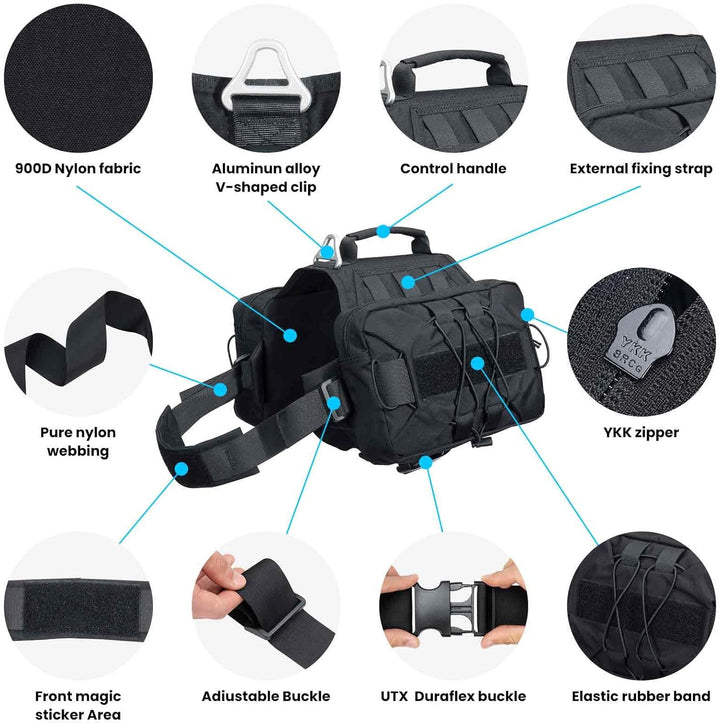 EXCELLENT ELITE SPANKER Dog Pack Hound Hundesatteltasche Rucksack für Reisen Camping Wandern mittler