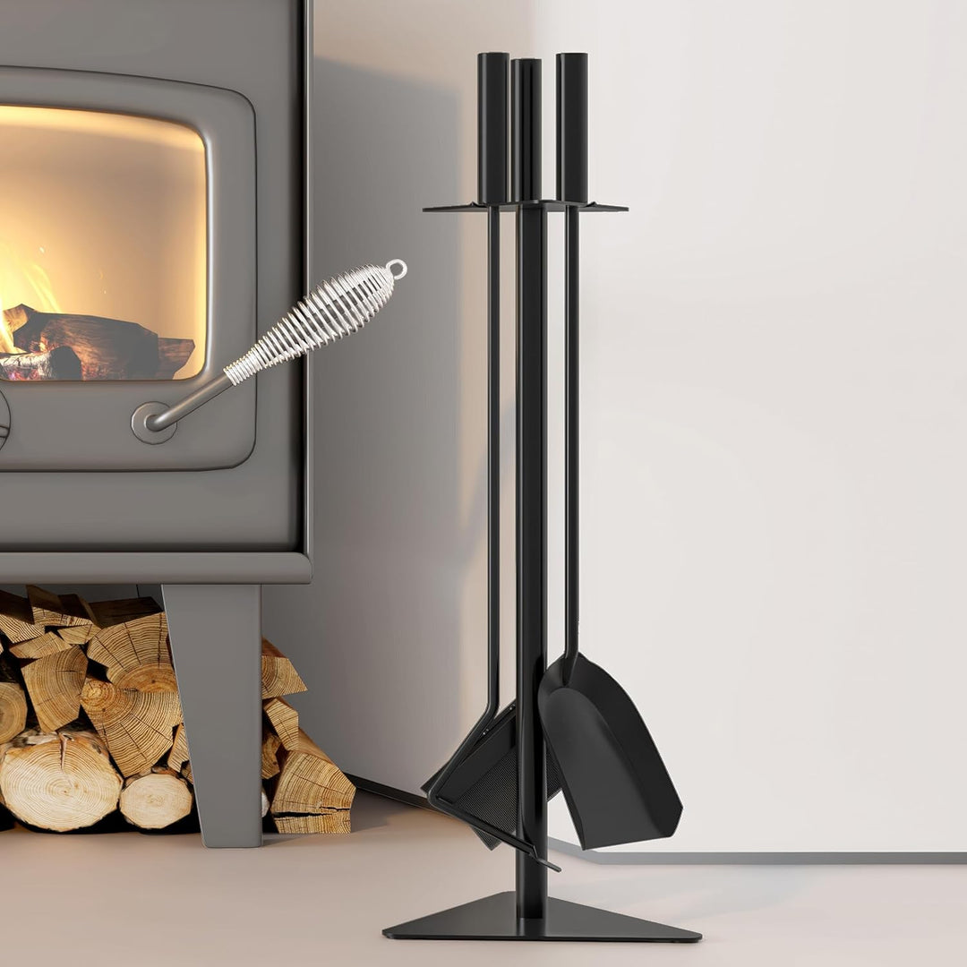 Kingson Kaminbesteck-Set mit Schaufel, Schürhaken und Bürste, 58 cm hoch, ideal für Holzofen und Kam