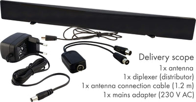 Schwaiger GmbH - DVB-T2 HD Zimmerantenne (aktiv)/ mit Signaltrenner/für UHF/VHF Empfang/Flachpanelan