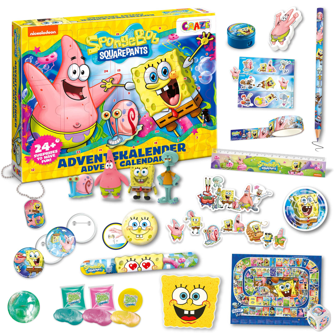CRAZE SpongeBob Schwammkopf Adventskalender für Kinder – Spielzeug-Adventskalender für Jungen & Mädc