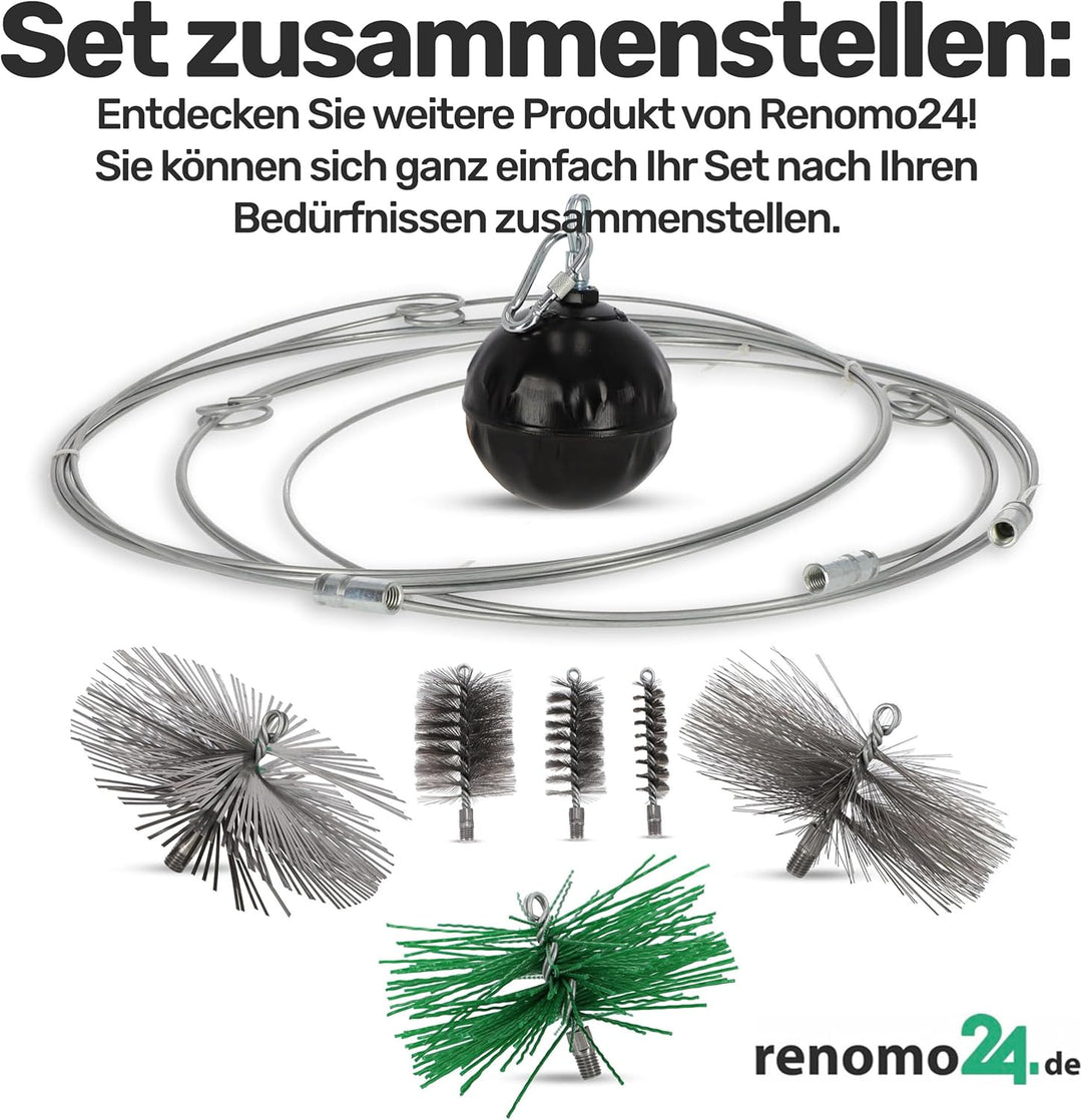 1x Schornsteinbesen aus Federstahl für gemauerte Schornsteine (Kamine) / Kaminbesen mit M12 Gewinde