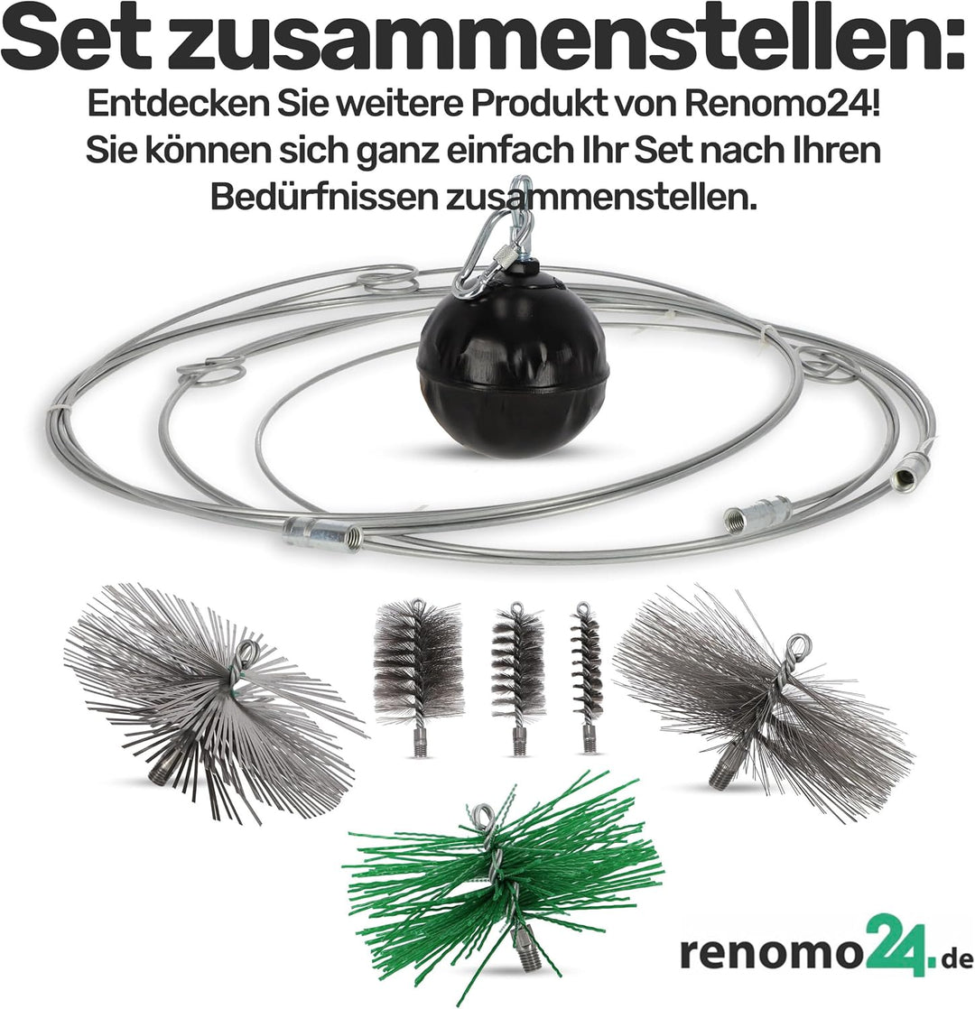 1x Schornsteinbesen aus Federstahl für gemauerte Schornsteine (Kamine) / Kaminbesen mit M12 Gewinde