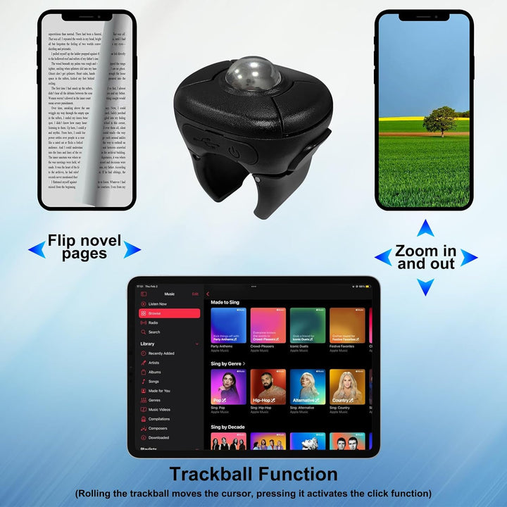Kabellose Trackball Maus,2,4 G + BLT-Fingerring Maus für Besprechungsraum,Multimedia-Klassenzimmer,S