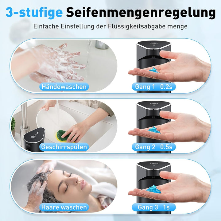Fantictas Automatischer Seifenspender, berührungslos, Wandmontage, wiederaufladbar, 3-stufig Einstel