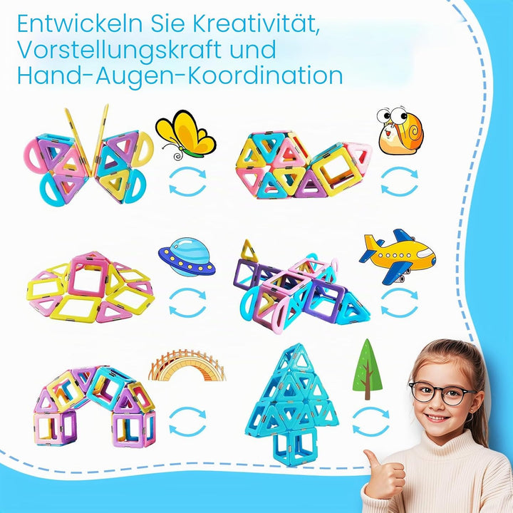 Magblock Magnetische Bausteine 52 Teiles Konstruktion Bauen Blöcke Kinder Pädagogisches Magnetspielz