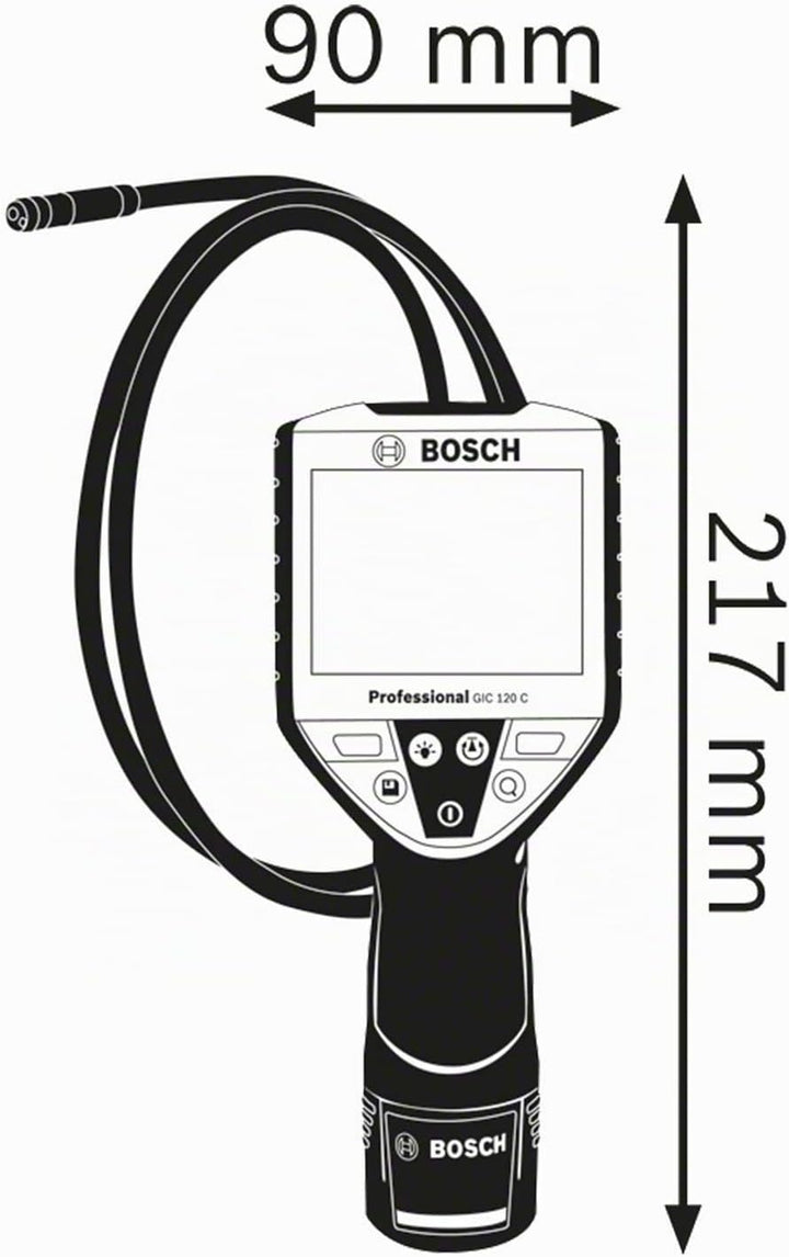 Bosch Professional Inspektionskamera GIC 120 C (Kabellänge: 120 cm, Display: 3,5’’, 4x AA-Batterie,