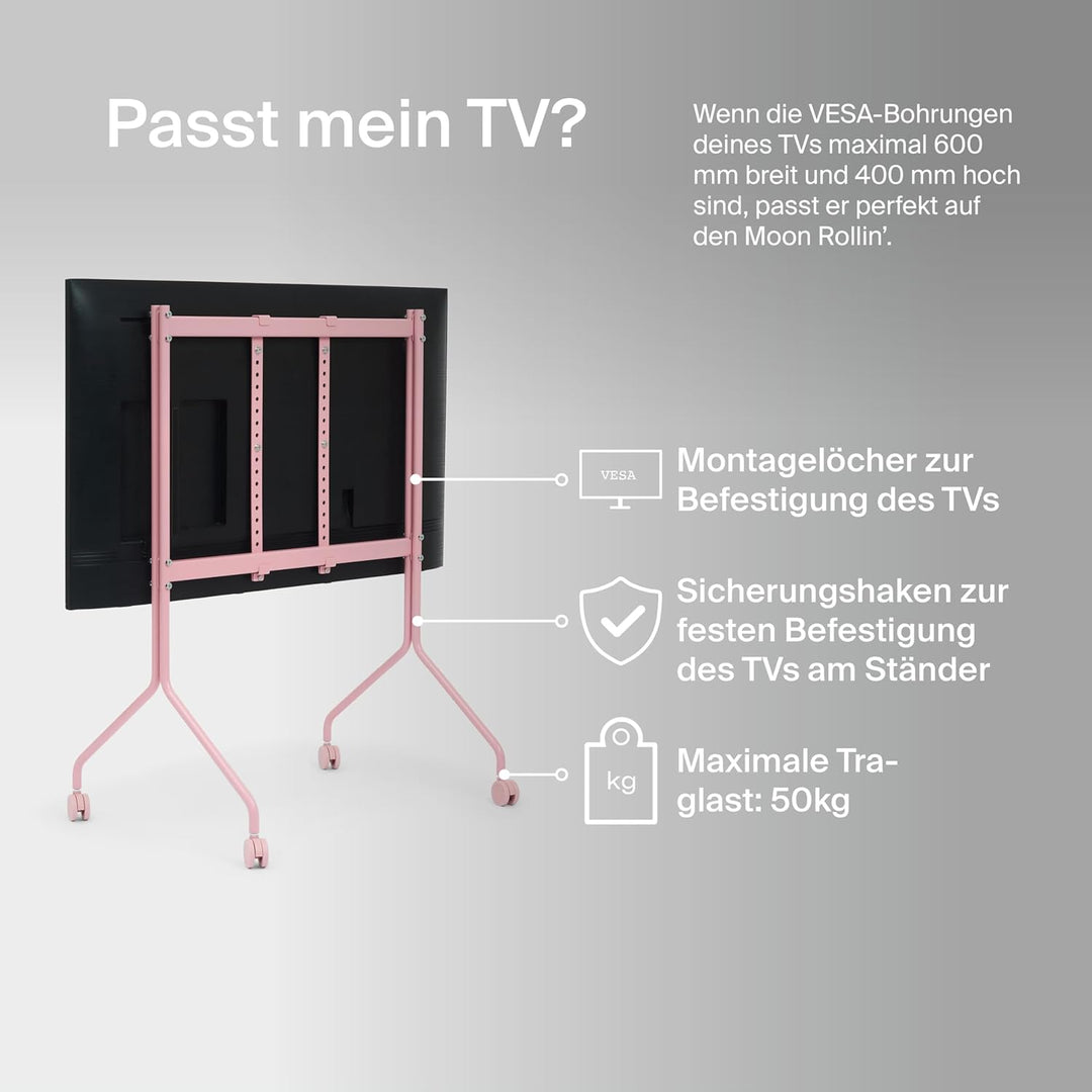 Pedestal Moon Rollin’ TV Ständer mit Rollen für Fernseher 44–60 Zoll | Fernsehständer &amp; TV Wagen | T