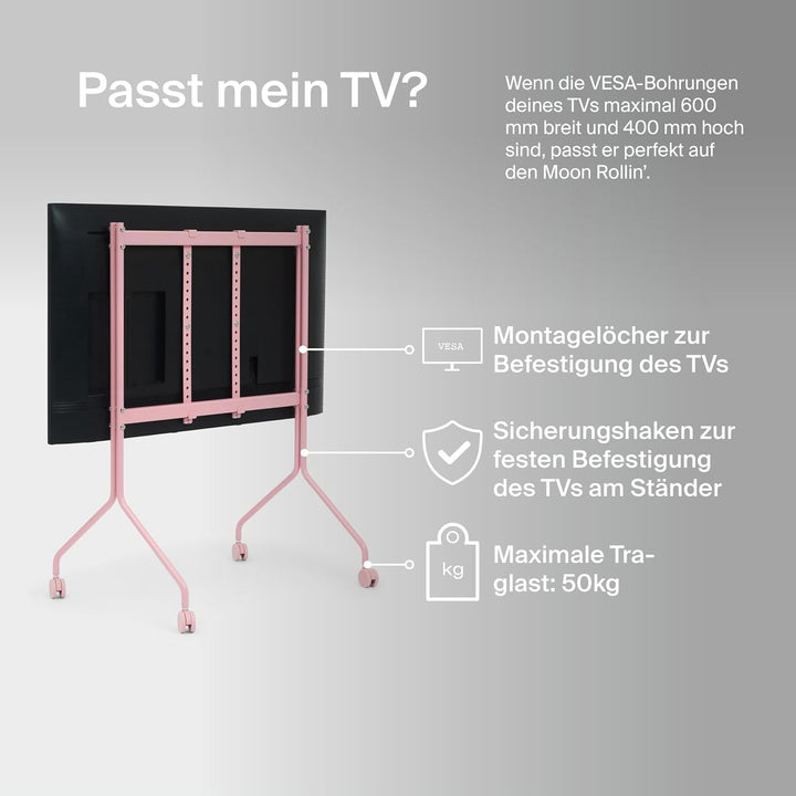 Pedestal Moon Rollin’ TV Ständer mit Rollen für Fernseher 44–60 Zoll | Fernsehständer &amp; TV Wagen | T