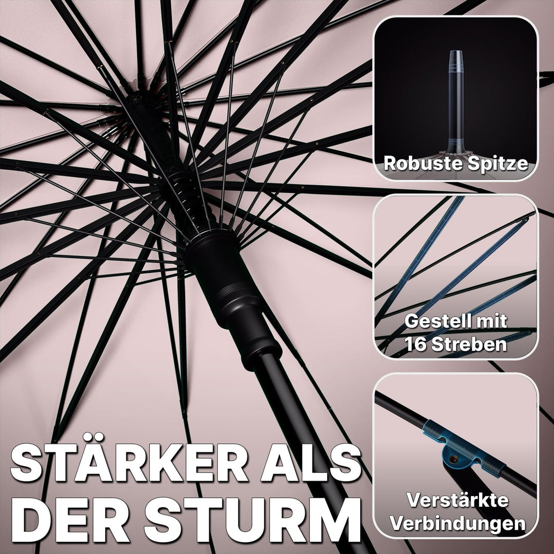 Royal Walk Gross XXL 54 inch Automatik Reise Golf Regenschirm für Damen und Herren Sturmfest Windsic