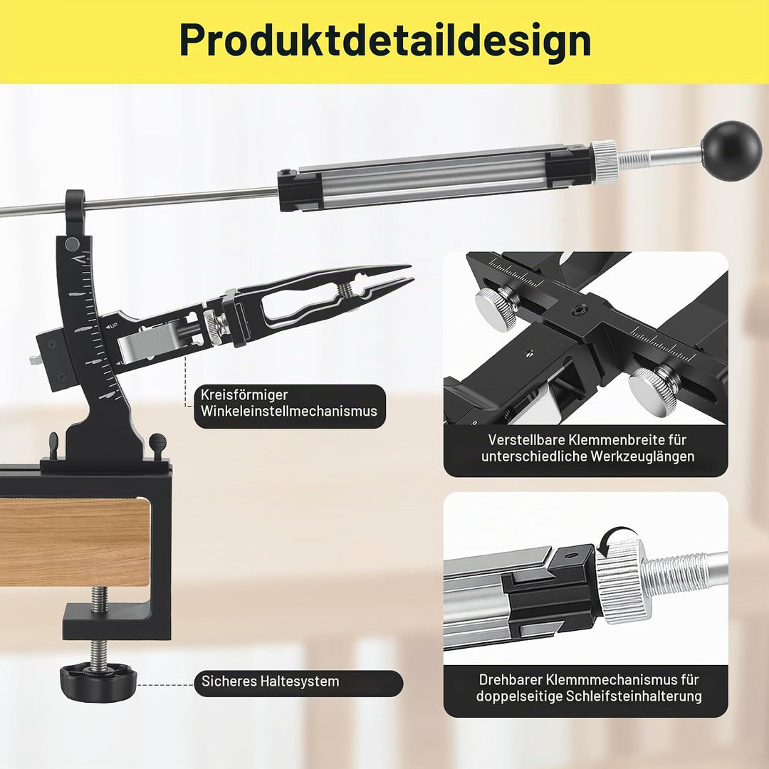 Präzisions Messerschärfe, Manuelles Messerschärfsystem aus CNC Aluminium mit 360° Flip &amp; zweiseitige