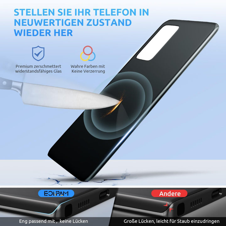 Eonpam Akkudeckel für Xiaomi Mi 10T / Mi 10T Pro Rückseite Glas Original Backcover Back Glas Ersatz