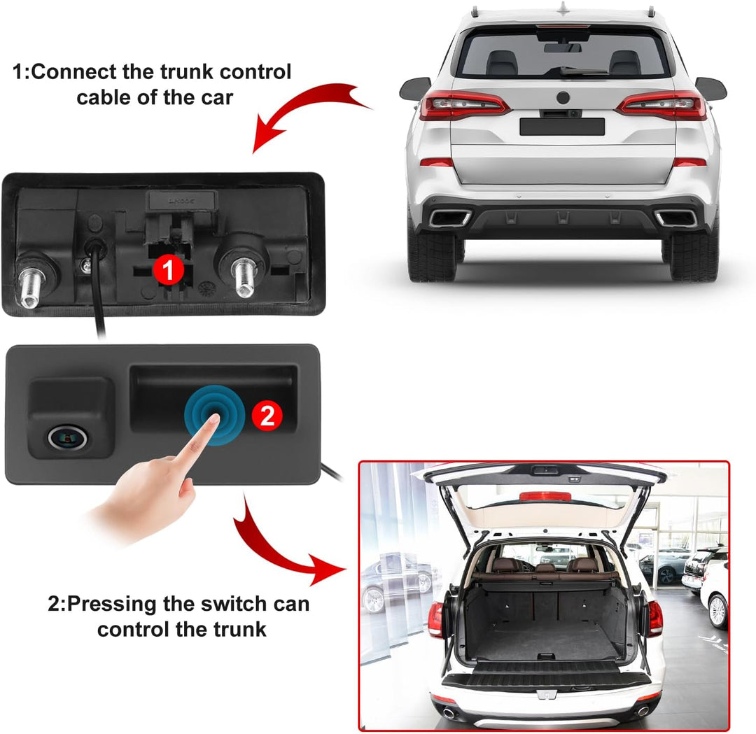 Hodozzy 170 Grad Rückfahrkamera für VW/Audi, AHD&amp;CVBS IP67 wasserdichte Nachtsicht Auto Kofferraumgr