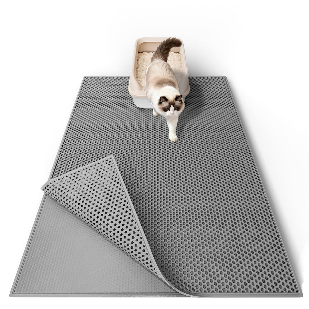 Garoopion Katzenklo Matte, 76x61cm EVA Katzenstreu Matte, Waben Katzenmatte katzenklo, Doppelte Schi