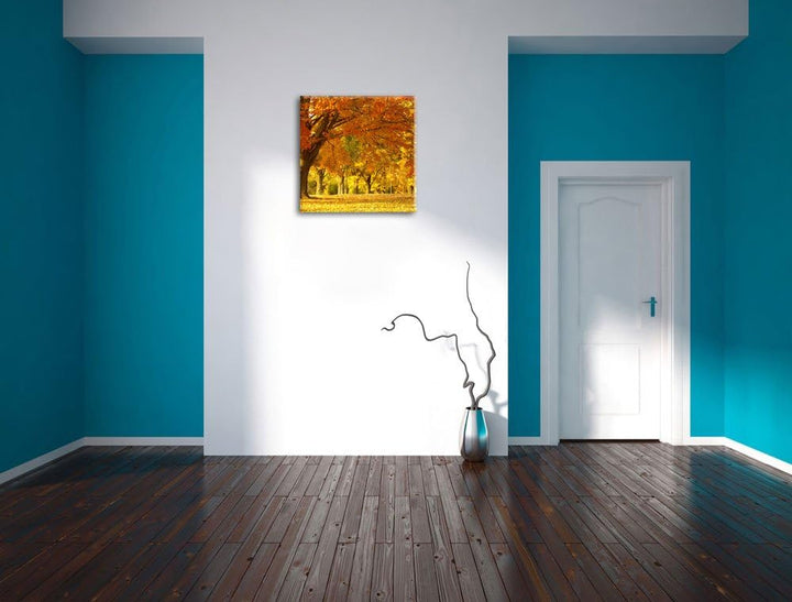 schöne Herbstlandschaft, Format: 70x70 auf Leinwand, XXL riesige Bilder fertig gerahmt mit Keilrahme