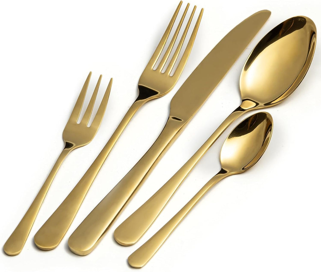 Besteck Set, Edelstahl Spiegelpoliert 30 teilig Besteckset für 6 Personen, Essbesteck Set mit Messer