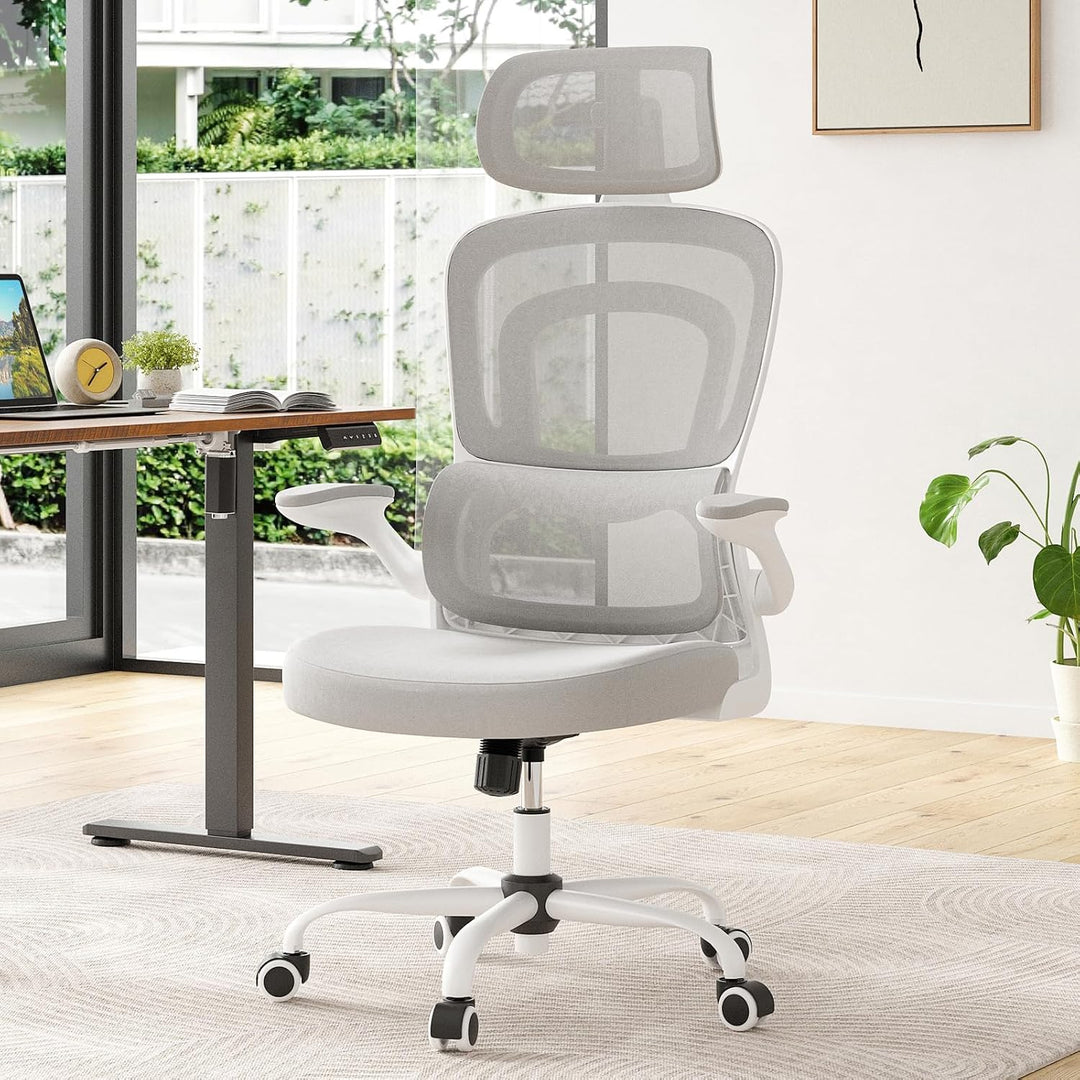Farini Ergonomischer Bürostuhl, Home Office Schreibtischstuhl mit Kopfstütze, hoher Rückenlehne, hoc