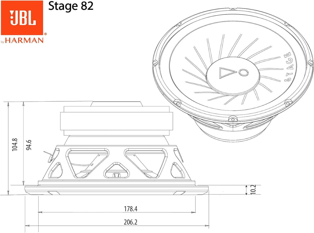 JBL Stage 82 20cm/200mm (8") Auto-HiFi Subwoofer Chassis/Woofer/Lautsprecher Schwarz 800 Watt Maxima