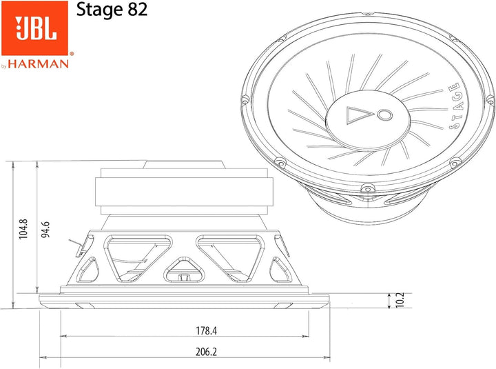 JBL Stage 82 20cm/200mm (8") Auto-HiFi Subwoofer Chassis/Woofer/Lautsprecher Schwarz 800 Watt Maxima