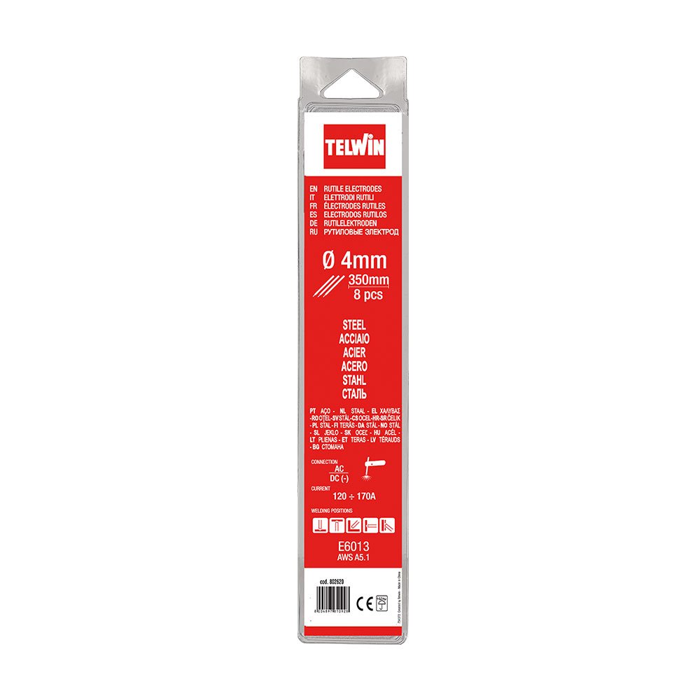 Telwin S.p.A. 802620 Rutilschweisselektroden Durchmesser 4 mm, Grau, 8 Stück 4 mm - 8 pcs, 4 mm - 8