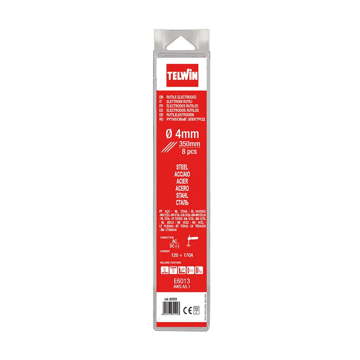 Telwin S.p.A. 802620 Rutilschweisselektroden Durchmesser 4 mm, Grau, 8 Stück 4 mm - 8 pcs, 4 mm - 8