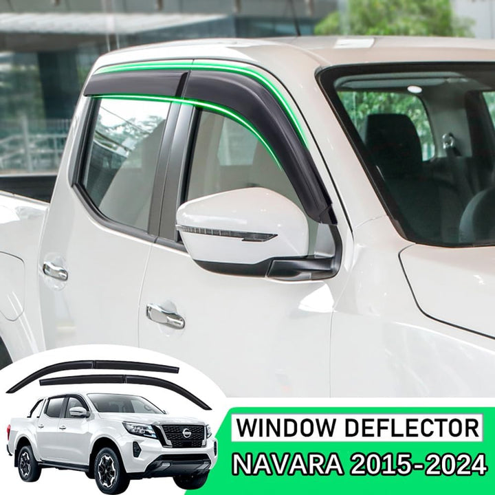 JHCHAN Windabweiser Regenabweiser für Nissan Navara NP300 D23 2015-2022 Doppelkabine Rauch Schwarz R