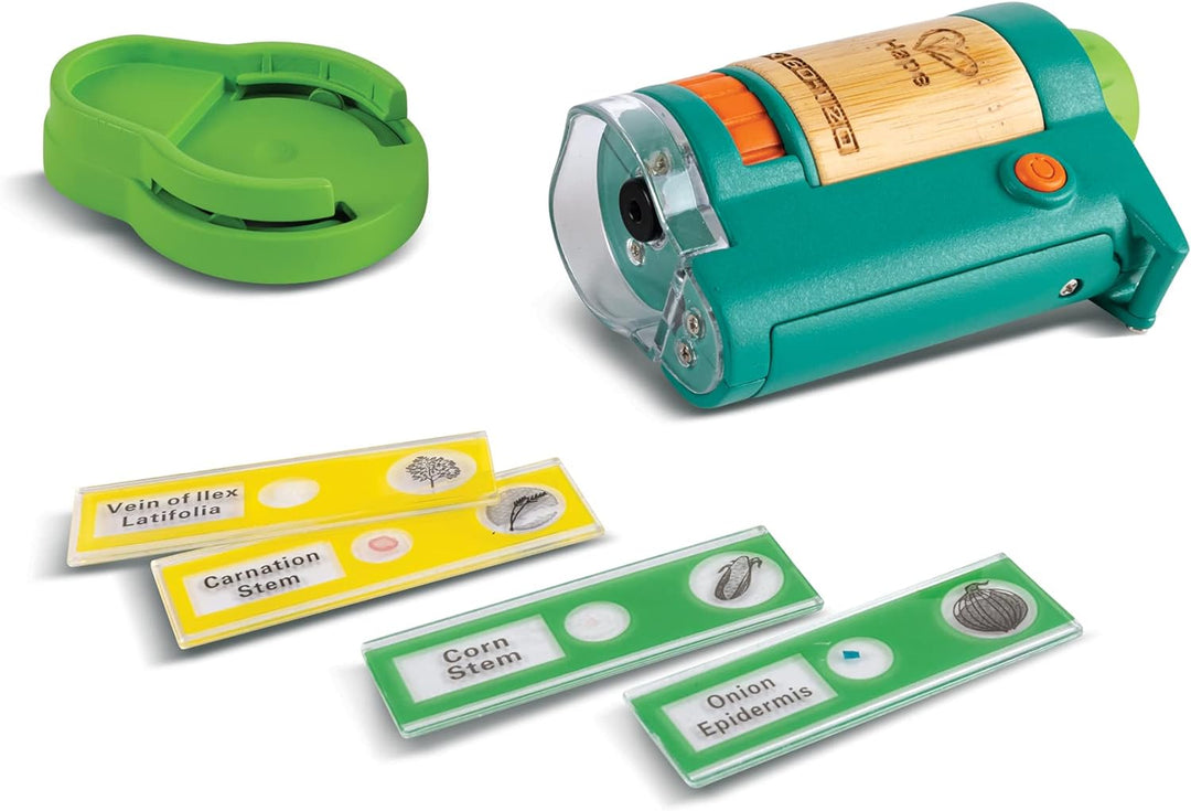 Hape Nature Fun Tragbares Mikroskop zum Entdecken aus Bambus und pflanzlichem Kunststoff, mit Licht